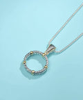 Double Rope Twisted Wire Jewelry Set With Gold Bar Enhancer Pendant 2mm Box Chain Necklace 45cm Plus 5cm Extension on blue background