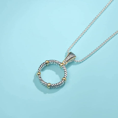 Double Rope Twisted Wire Jewelry Set With Gold Bar Enhancer Pendant 2mm Box Chain Necklace 45cm Plus 5cm Extension on blue background