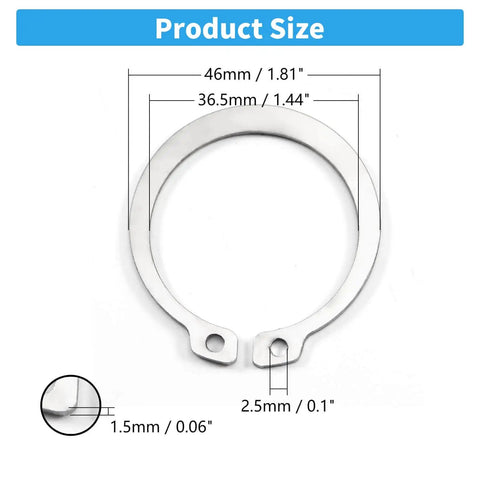 46mm External Circlips OD 304 Stainless Steel C Clip Retaining Rings Pack Of 20 For Automobiles Valves Bearings And Electrical Systems High Tensile Strength Rust Resistant Easy Install