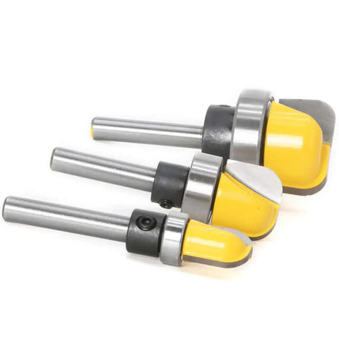 Three Piece 1/4 Inch Shank Bowl And Tray Template Router Bit Set With Ball Bearing For Dish Carving And Woodworking Pro Grade Durable