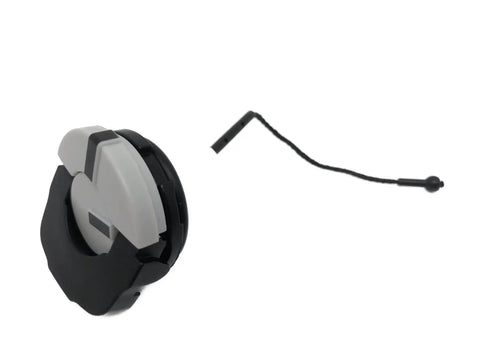 Oil Filler Cap Replacement For HT 250 And MS 380 Chainsaws Genuine OEM Factory Part shown with lanyard, black and grey
