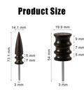Dual Style Leather Burnishing Bits For Rotary Tool With Two Edge Burnisher Heads And Gum Point Tips, size dimensions shown