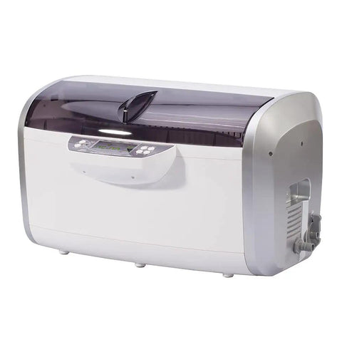 Top Shelf Six Liter Ultrasonic Cleaner With Built In Heater And Degassing Feature Plus Dual Transducers And Digital Dial for cleaning jewelry.