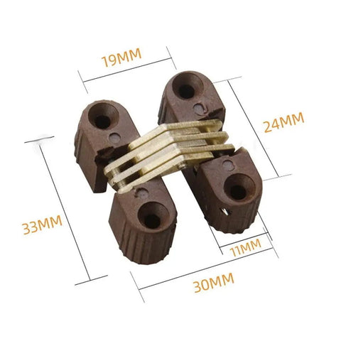 Six Pack Hidden Folding Door Hinges Concealed Barrel Pivot Connector Heavy Duty Furniture Hardware For Table Extensions, detailed view of dimensions.