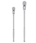 Two-piece Three Eighth Inch Drive And One Half Inch Drive Flex Head Beefy Long Ratchet Set Non Quick Release with different lengths