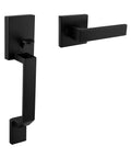 Matte Black Exterior Door Handle Set With Reversible Lever Square Entry Front Door Handle No Lock Lower Half Handleset