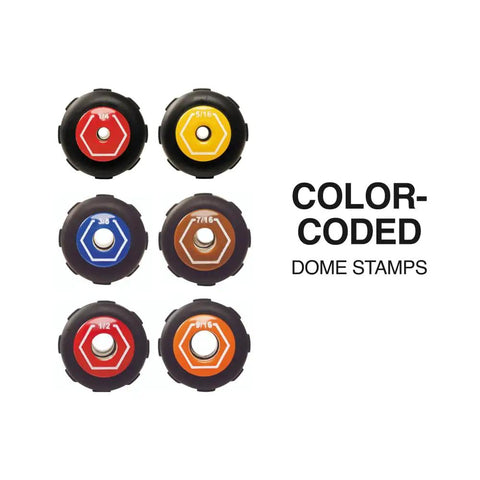 Heavy Duty Hollow Shaft Nut Driver Set With Cushion Grip Handles Color Coded Hex Sizes From Quarter Inch To Sixteenth Inch 6 Piece Kit Built For Real World Torque And Tough Jobs, displaying color-coded dome stamps for easy size identification.