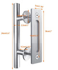 10 Inch Stainless Steel Sliding Barn Door Handles And Flush Pulls Set Double Sided Anti Rust Anti Corrosion Easy Install With Flat Bottom Plate Design No Slot Mount Brushed Finish For Modern Homes And Industrial Interiors