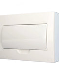 Heavy Duty 12 Way Din Rail Circuit Breaker Box With Rugged Stainless Steel Enclosure For Zero Headache Wiring And Smooth Power Distribution Setup That Rocks For Any Garage Rig, closed view.