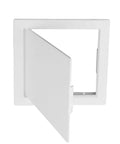 Rock Solid Abs Plastic Square Access Panel Door For Plumbing Walls, Heavy Duty Hinged Maintenance Cover, No Sweat Install Indoor Outdoor Utility Hole Lid Replacement Part, Top Shelf Durability - white panel open to reveal access