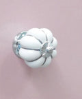 10 Pieces White Ceramic Round Pumpkin Knobs For Cabinets And Furniture, side view 40mm porcelain chrome pulls, zinc alloy