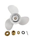 9.875 X 11 Pitch Aluminum Propeller For Yamaha Outboard 20 To 30 HP RH 10 Spline With Hub Nut Kit