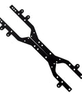 Top view of black aluminum Beefy Metal RC Chassis Frame Upgrade Kit For WPL C14 C24 C34 C44 B14 B24 with holes for installation.