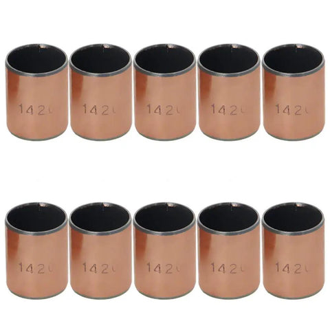 Badass Oilless Bushings With Hella Smooth Sleeve Bearings Built Different Using A Carbon Steel Base To Keep Things Running Sweet For Heavy Machinery 14X16X20mm Plain Bearings 10 Pack, showing ten bronze sleeve bearings.