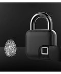 Lock Down Your Gear With This 10 Pack Smart Fingerprint Padlock Set Built Tough For Waterproof Keyless Entry On Suitcases Gym Lockers And Front Doors, close-up of fingerprint padlock with fingerprint graphic.