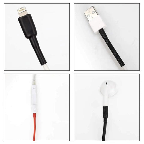 Cables insulated with 300 Piece Heat Shrink Tubing Kit With 3 To 1 Shrink Ratio And 5 Diameters For DIY Projects 1/8, 1/4, 3/16, 3/8, 1/2 Inch Black And Red Insulation For Wires With Box 600V -40C To 125C Great For Auto And Home Wiring Projects.