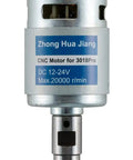 Beefy 20000RPM CNC Spindle Motor 775 with 5mm ER11 extension shaft for 3018 and 3018 PRO routers, DC 12-24V, front view.