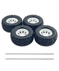 Four Pack 55mm Toy Car Wheel Set with 3mm Shaft Axles for RC Cars and DIY, rubber tires, plastic cores, 55mm diameter