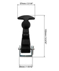 Black rubber hood latch with T-handle; metal mounting bracket, 132mm tall, 57mm wide, for tool boxes and vehicle hoods.