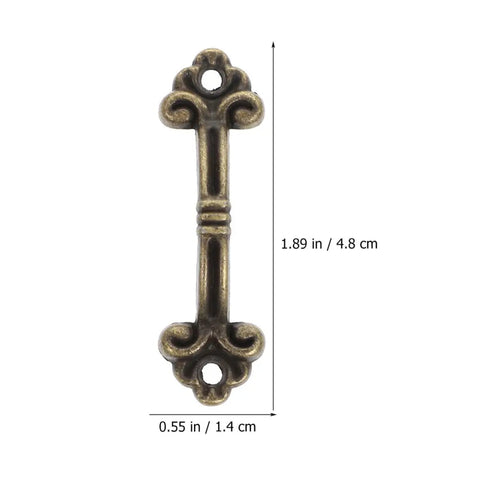 Dimensions of 20-Piece Mini Antique Bronze Cabinet Pulls Set For Jewelry Boxes And Small Drawers, Rustic Metal Hardware.
