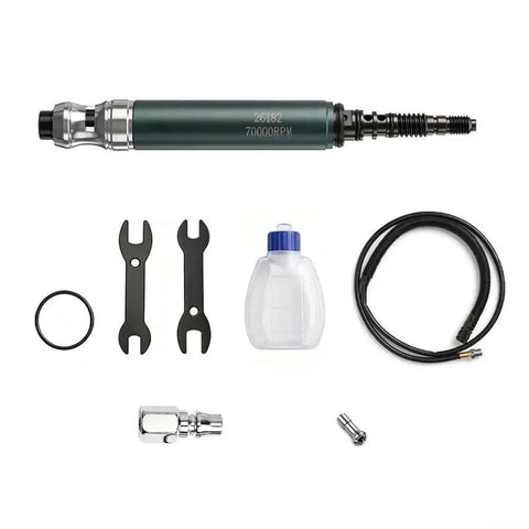 Heavy Hitter Pneumatic Die Grinder Kit with High Speed Air Polisher engraving pen and assorted accessories on a white background.