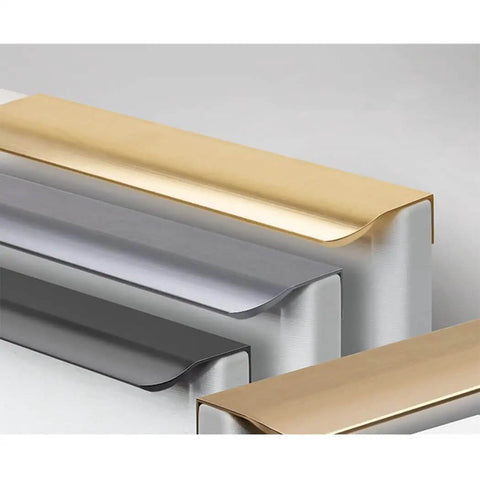 Gold Slick Invisible Door Handle Set For Wardrobe And Kitchen Cabinets Concealed Edge Pulls with finger grips in multiple colors