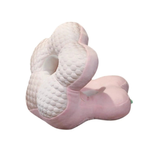 Pink Go-To Travel Napping Pillow With Face Cradle, ergonomic design, 25x25x30 cm, supports neck and head in any sleep position.