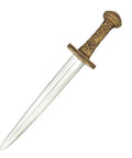 Roman Style Dagger Replica For Adults With Blunt Tip, Medieval Short Sword Prop For Cosplay LARP And Home Decor, antique gold engravings