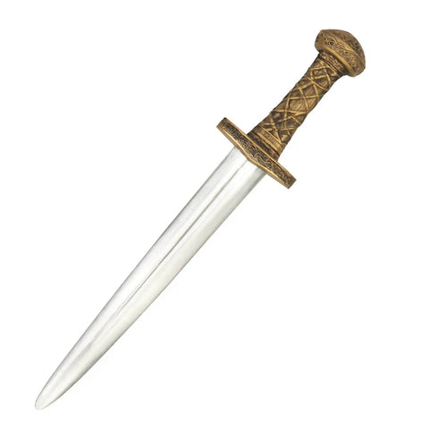 Roman Style Dagger Replica For Adults With Blunt Tip, Medieval Short Sword Prop For Cosplay LARP And Home Decor, antique gold engravings