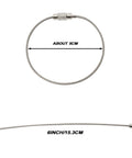 Heavy Duty 6 Inch Stainless Steel Wire Key Rings And Keychains Kit With 1.5mm Tag Rope shown in full and close loop view