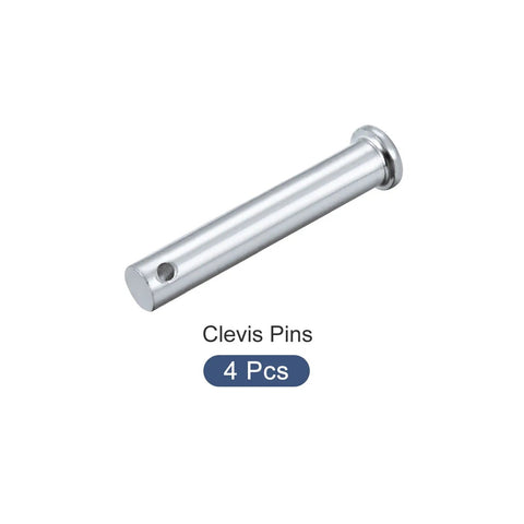 Heavy Duty Carbon Steel Clevis Pins 4 Pack Flat Head Single Hole Shaft Hardware For Machinery And Furniture DIY Setup Rock Steady Industrial Fasteners Dead Nuts Tight And Built Slick, shown as a single clevis pin.