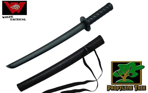 Beefy Ultra Durable Polypropylene Wakizashi Trainer With Light Sheath Realistic Weight And Feel Faux Woodgrain Texture Textured Grip