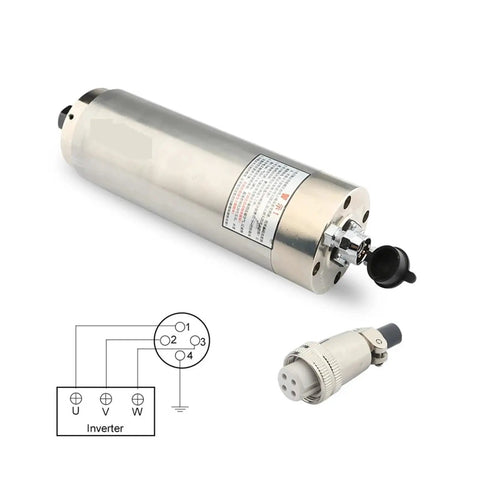 Heavy Duty 1500W Water Cooled CNC Spindle With Constant Torque And 80mm Diameter High Speed Motor shown with wiring connection.