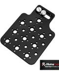 Solid Gold Cheese Plate One Quarter And Three Eighths Inch Threads For Arri Red Camera Side Mounting Bracket, black aluminum, detailed view.