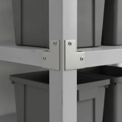 Z-Shaped Corner Brackets For Furniture And Cabinet Repairs, Heavy-Duty Stainless Steel And Galvanized Iron Reinforcement Plates on shelf