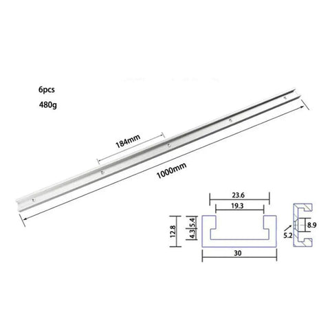 Diagram of Aluminum Alloy T Slot Miter Track Jig for Woodworking Non Porous Slide Slab Fixture Pro Grade 1 Meter Chute