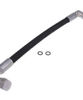 JZGRDN hydraulic hose assembly with metal elbow fittings and blue end cap, black reinforced hose, includes two O-rings