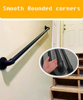 Heavy Duty Black Metal Stair Rail Kit For Indoor And Outdoor Steps with smooth rounded corners installed along stairs