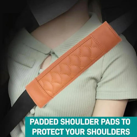 Premium Leather Seat Belt Cover For Tesla Cybertruck featuring quilted smooth surface on seatbelt protecting shoulder.