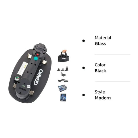 Grabo Nemo Electric Vacuum Suction Cup Lifter in black, modern design for lifting glass and heavy materials.
