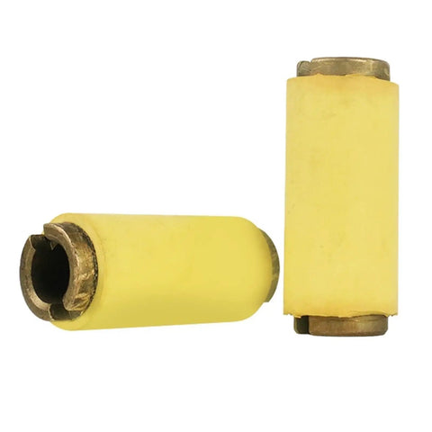 2 Pack 15X8X36mm Heavy Duty Rubber Feeding Roller For Edge Banding Machines in yellow, showcasing smooth surface and precision fit.