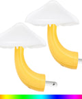 Two Pack Mushroom Night Light Plug In Wall Lamp With Sensor LED Nightlight Cute Mini For Kids Nursery Bedroom Decor Gift 7 Color Changing