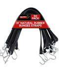 50 Pack 31 Inch Natural Rubber Tarp Bungee Straps With Crimped S Hooks Made From Galvanized Steel Heavy Duty Tie Down Cords