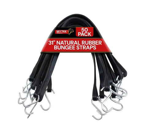 50 Pack 31 Inch Natural Rubber Tarp Bungee Straps With Crimped S Hooks Made From Galvanized Steel Heavy Duty Tie Down Cords