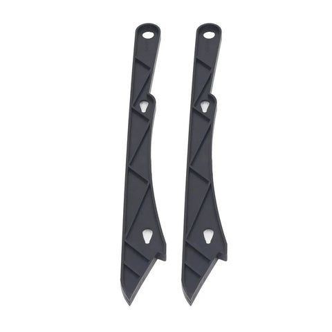 Pair of black push sticks for woodworking, side view, ergonomic handle for safe, precise cuts, set of two, durable ABS.