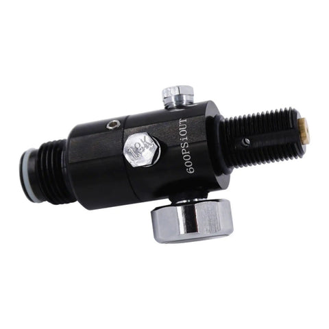 Six Configurations 4500 PSI Paintball Air Tank Regulator Gauge For Durable Aluminum Regulator side view with M18x1.5 Output 1800 PSI