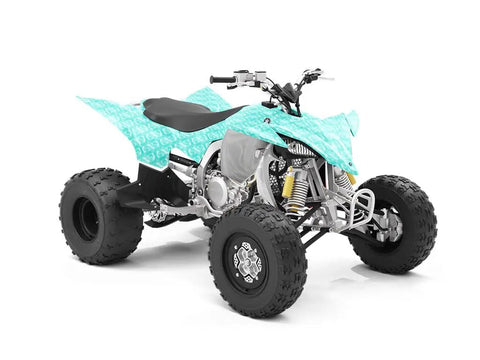ATV wrapped in Tie Dye Seafoam Spiral Matte Vinyl Film Wrap For Cars 59 Inch By 11 Foot Sheet Roll With Dope Bubble Free Air Egress