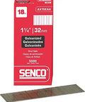 Smooth Operator 18 Gauge Straight Strip Brad Nails Exactly 1 1/4 Inches Long With Medium Heads Plus Galvanized Shanks Rock Solid For Cabinet Building Trim Installations And Handyman Work In Each 5000 Piece Box inside red packaging.