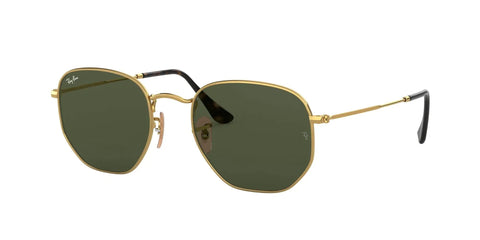 Unisex Hexagonal Flat Lens Sunglasses With Lightweight Gold Metal Frame And G Fifteen Green Lenses 54 mm Medium Fit For Everyday Style