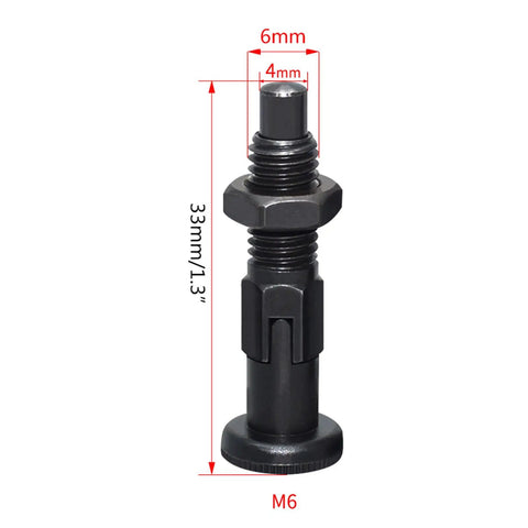 Self Locking Knob Plunger With Carbon Steel Fine Thread For Rock Solid Precision Indexing Pins And No Slip Grip Includes Positioning Bolt Pull Ring Spring Plunger Pack M6, 33mm long